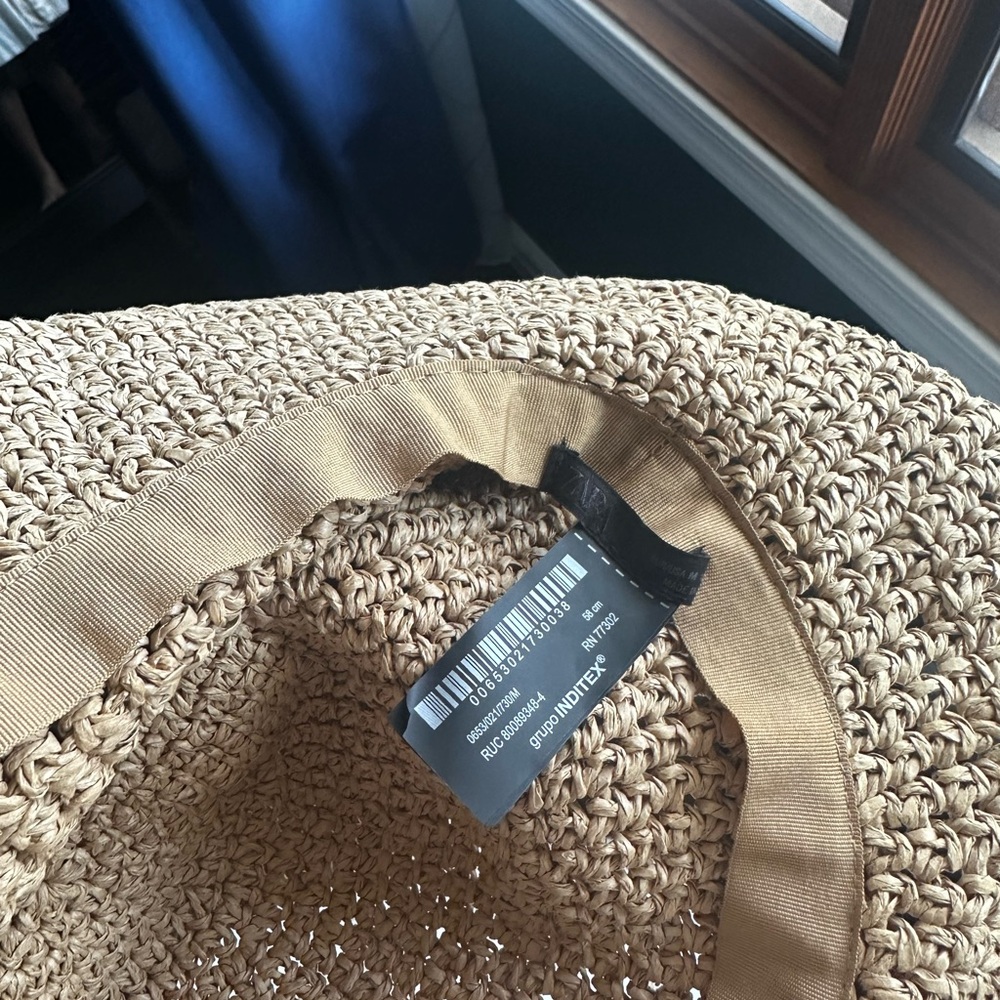 Zara Tan Straw Hat with Black Band - Picture 4 of 5